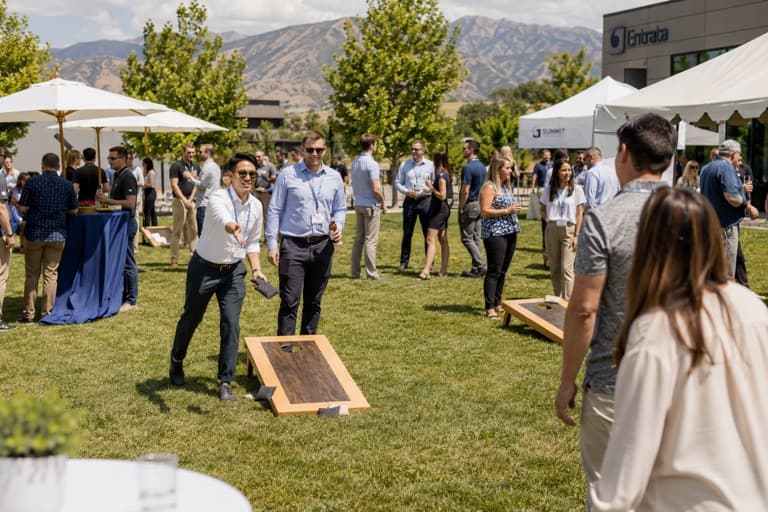 Corporate event with yard games